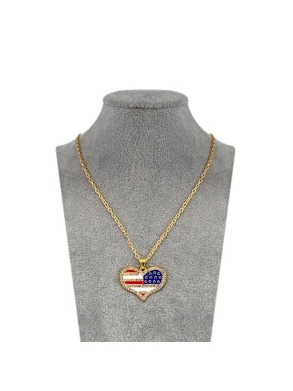 USA Patriotic Pendant Necklace 4th of July Red White Blue Zircon Charm Necklace - Picture 6 of 7